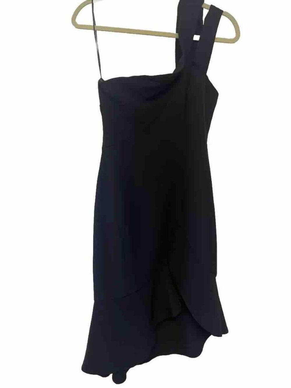 KEEPSAKE Asymmetrical Ruffled Hem  Midi Dress SIZE S One Shoulder Black Whimseyg